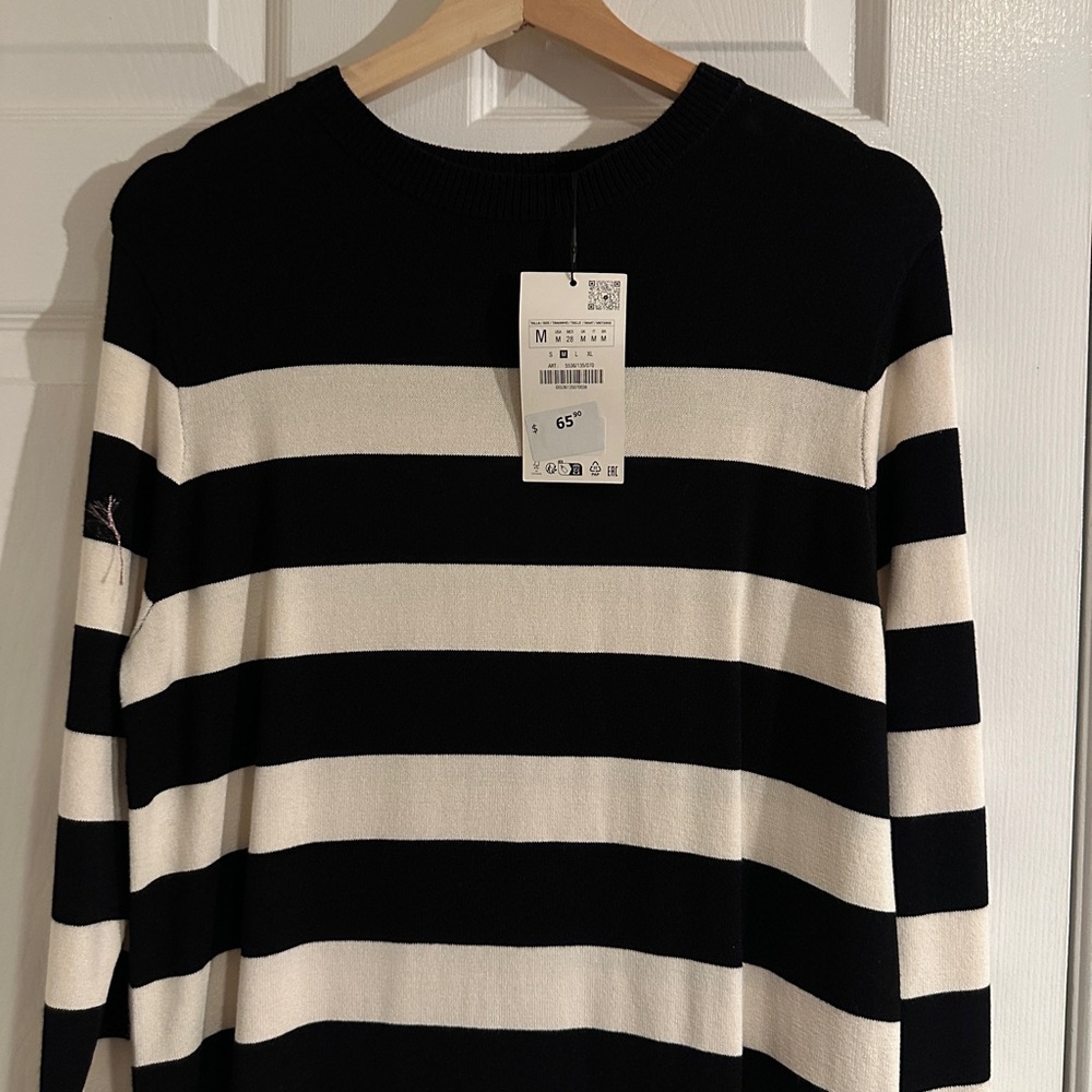 Zara Black and White Striped Dress